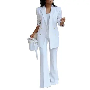 Fashionable Women Long Sleeve Solid Color Suit Pants Set For Women Formal Suit