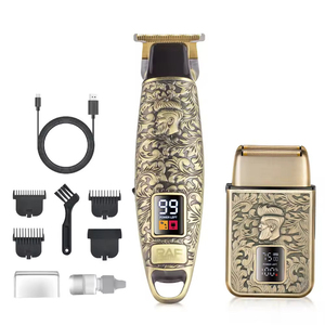 Afeitadora eléctrica universal dos en uno con doble cuchilla, recargable por USB, para hombre, con cabezal de grabado de aceite y LED, para uso doméstico. - Product Image 3