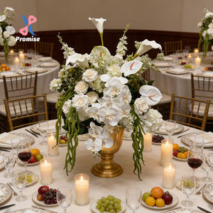 Centro de Mesa de Boda de Lujo con Orquídeas Blancas de Seda Realistas, Anthurium y Lirios Calla, Decoración para Fondo de Mesa - Product Image 1