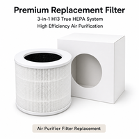 Filtre de remplacement HEPA H13 3-en-1 Premium avec charbon actif, noyau de filtre cylindrique pour purificateur d'air de bureau à usage domestique