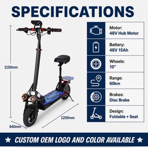 Foldable Scooter 48V 800W Hub Motor 15Ah 60km Range Adult Lithium Battery - Product Image 4