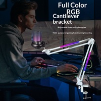 Support de microphone et de téléphone TopYun en métal avec éclairage RGB, bras articulé réglable pour diffusion en direct et studio de bureau