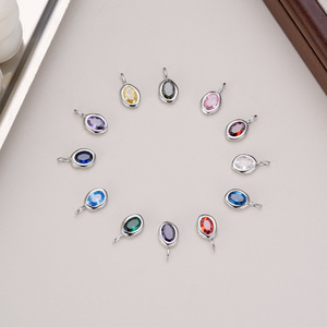 S925 argent Sterling haut de gamme bijoux à bricoler soi-même accessoires 12 pierre de naissance chanceux Zircon pendentif coloré charme beaux pendentifs - Product Image 4