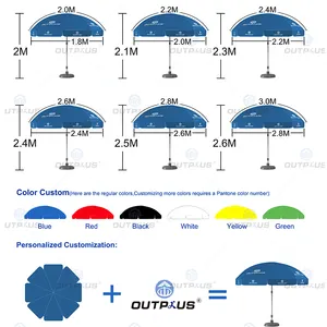 Kustom cetak promosi musim panas luar ruangan iklan kain payung matahari kontrol Manual untuk teras pantai atau TradeShow penggunaan acara
