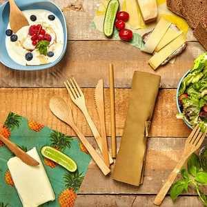 Cornstarch خشبي ثقيل للاستعمال مرة واحدة من الخيزران للتعبئة المخصصة لحفلات التخييم - Product Image 2