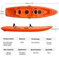 Vente en gros à prix réduit de touring en mer Kayak assis sur le dessus pour 2 et 3 personnes Kayak familial en tandem assis sur le dessus Canoë Kayak double à vendre