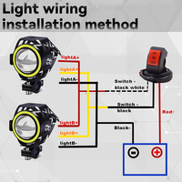 Projecteur de moto JHS U7 Angel Eye 30W, faisceau blanc Hi/Lo, stroboscope, étanche IP67, lumière auxiliaire moto, anneau halo multicolore, OEM