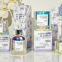 Le plus récent gros de luxe parfum de maison cadeau chambre arôme personnalisé holographique verre roseau diffuseur cire de soja ensemble de bougies parfumées