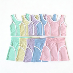 Ensemble jupe de tennis pour filles d'été, 2 pièces, haut court, tenues assorties maman et moi, vêtements de sport pour filles de 1 à 12 ans - Product Image 6