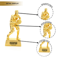 Trofeo de Baloncesto de Resina Personalizado al por Mayor, Figura Bañada en Oro para Recuerdo de Torneos Deportivos