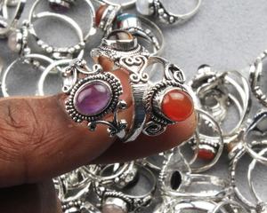 Excellent Quality Best Selling <b>Indian</b> Brass Natural Mixed Gemstone Classic Assorted 925 Silver Plated Assorted <b>Rings</b> Jewelry - Product Image 3