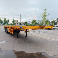 Semi-remorque à plateau plat 3 essieux 60 tonnes, remorque à plateforme en acier pour transport de conteneurs 40 pieds, semi-remorque pour camion à charge lourde