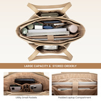 LOVEVOOK 15.6 en cuir pour ordinateur portable avec pochette pour femmes Sac à main de grande capacité pour le bureau Mallette d'ordinateur Sac à bandoulière