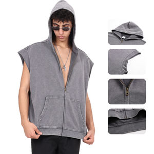 Nuevo Producto 2026, Chaleco Batik Desgastado de 400g, 100% Algodón, Estilo Urbano, Sin Mangas, con Cierre de Cremallera para Hombre - Product Image 2