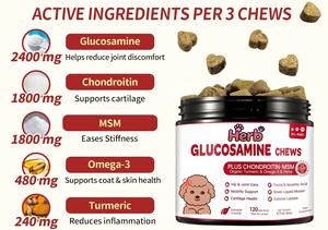 Complément alimentaire pour chiens à base de glucosamine et de chondroïtine - Absorption rapide, sans céréales, comprimés à mâcher pour soulager les douleurs aux hanches et aux articulations - Product Image 3