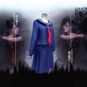 Costume de Cosplay Deepwater Hinako Sailor, ensemble trois pièces pour jeu d'anime, tenue féminine bleue avec cravate rouge - Product Image 3