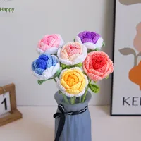 Marqueur de tricot en forme de fleur fait à la main fausse Simulation fleurs tissées artificielles simulées fil de laine éternel fleur tricotée