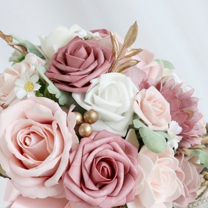 Bellissimo Bouquet da Sposa in Seta con Rose Artificiali, Fiore Portatile per Foto, per Interni/Esterni, Transfrontaliero - Product Image 4