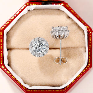 Orecchini Barnival Station in Oro Bianco con Diamanti Naturali Taglio Brillante Rotondo Colore G Stile Classico da Sposa per Donna - Product Image 3