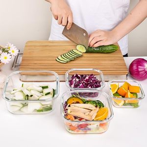 8個セット 370ml ガラス製食品保存容器 蓋付き 気密漏れ防止 積み重ね可能 電子レンジ/オーブン/冷凍庫/食洗機対応 BPAフリー - Product Image 5