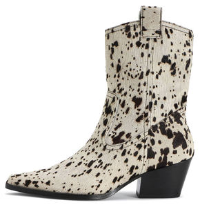 รองเท้าบูทหุ้มข้อลายเสือดาว,พิมพ์ลายขนม้ารองเท้าบูทเชลซีมีสไตล์สไตล์หัววัวตะวันตก - Product Image 1