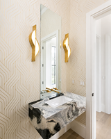 Applique murale LED minimaliste YH, applique murale LED linéaire ondulée, applique murale abstraite en laiton brossé, lumière d'ambiance pour salon et chambre à coucher