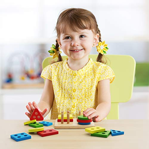 Bloques de Construcción para Bebés, Juego de 4 Cuadrados, Formas Geométricas, Tablero de Ensamblaje, Juguetes Educativos Tempranos de Madera - Product Image 5