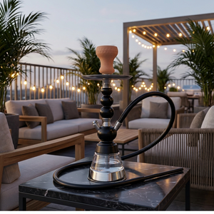Chicha à un tuyau avec perles en bois noires, ensemble complet pour l'extérieur, patio, bar, club, <span class=keywords><strong>pub</strong></span>, idéal pour les loisirs et le fumage - Product Image 2