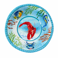 Service de vaisselle en mélamine à bord nervuré, thème océan, collection d'assiettes et de bols à bord côtelé pour une mise en scène de table côtière, cadeau d'affaires