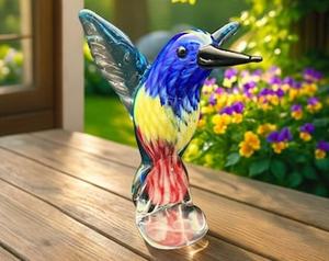 Escultura de Colibrí de Cristal Soplado a Mano, Mundo de Cristal en Miniatura, Color Personalizado, Forma Irregular, Tradicional para Bodas y Diwali - Product Image 2