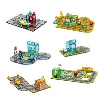 Jouets de construction magnétiques EPT, circuit de voitures dinosaures, jeu de course de voitures, blocs de construction pour enfants