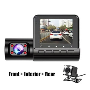 Cámara para Auto OEM de 3 Lentes <span class=keywords><strong>HD</strong></span> 1080P, DVR, Caja Negra, Dashcam, Grabadora de Conducción M80 con MicroSD, Imagen de Reversa, Grabadora de Video para Estacionamiento - Product Image 1