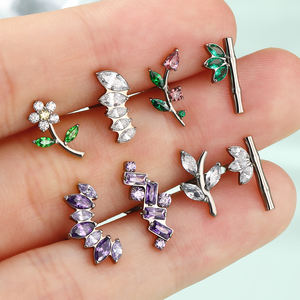 Toposh rock Flat Back Threadless CZ G23 cartilagem Piercing Brinco ASTM F136 Labret Titanium Piercing Jóias - Product Image 3