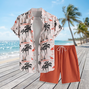 เสื้อเชิ้ตฤดูร้อนแบบสบายๆ แห้งเร็ว ผ้าป๊อปลิน พิมพ์ลาย 3 มิติ รูปเรือใบชายหาดต้นปาล์ม ติดกระดุมแถวเดียว แบบถัก บริการ OEM - Product Image 2