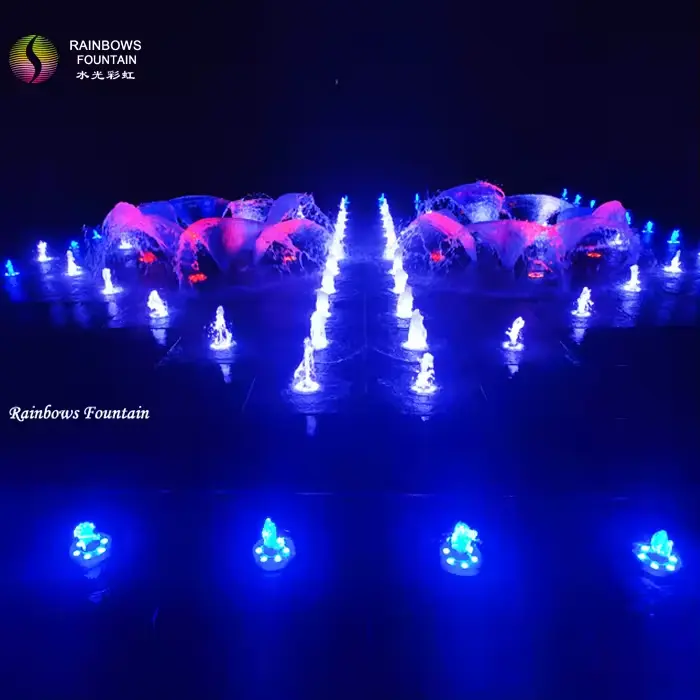 Fonte de água de terra seca para piscina de dança musical grande personalizada ao ar livre direto da fábrica com luzes LED coloridas