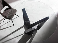 Table à manger ronde en verre trempé, meubles de salle à manger, en forme de cercle, moderne