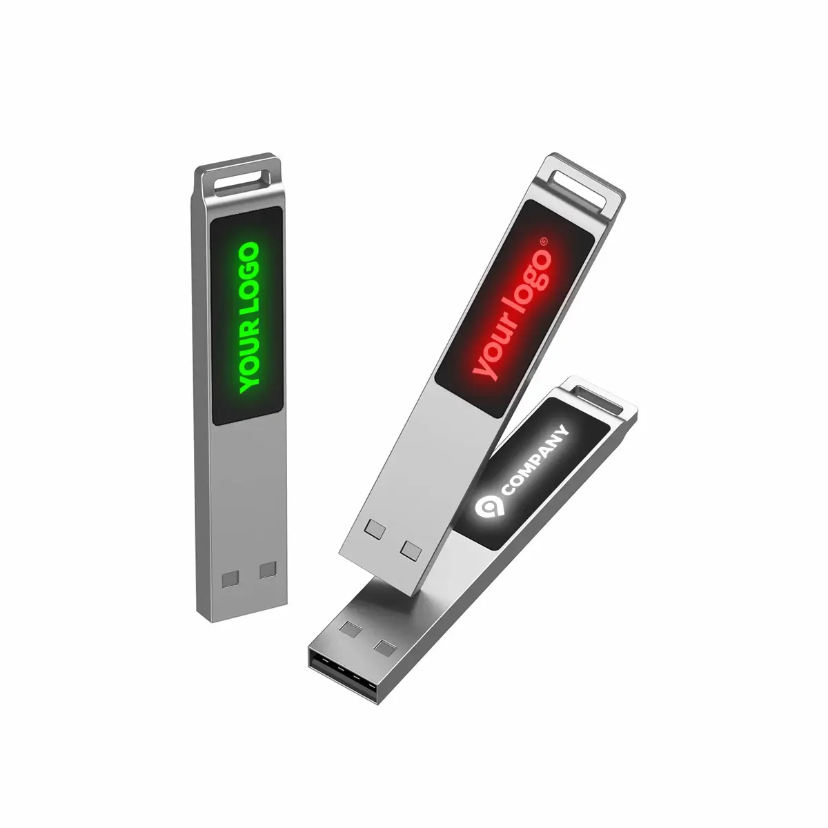Metal USB Flash Drive Wholesale 2.0 3.0 LED Light USB Pendrive 8GB 16GB 32GB 64GB 128GB Memory USB Stick
