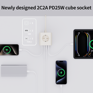 High-quality Factory Wholesale CCAA PD25W <b>Fast</b> <b>Charging</b> Power Socket Cube with USB Multi <b>Plug</b> European Cube Socket - Product Image 6