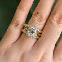 Ensemble de bagues de mariage personnalisées en moissanite VVS1 3 carats, ensemble de bagues en moissanite taille émeraude, plaqué or 18 carats, argent 925, bague de fiançailles