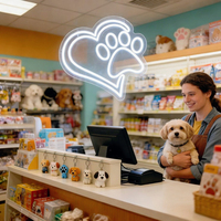 Neonawall Enseigne néon LED à intensité variable, alimentée par USB, motif Cœur et Empreinte de Patte, pour Magasin d'Animaux, Café Chats et Chiens, Décoration Murale Multi-positions, Bar, Salle de Sport, Bureau, Fête