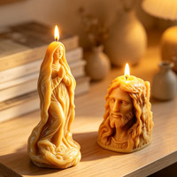 Bougie parfumée de méditation spirituelle, statue 3D de la Vierge Marie et de Jésus, bougie sculptée artisanale en cire de soja, bougie décorative