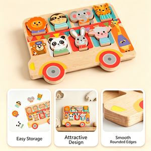ของเล่นไม้รูปทรงรถบัส 3 มิติ เป็นมิตรกับสิ่งแวดล้อม ชุดตัวต่อจับคู่เสริมพัฒนาการแบบมอนเตสซอรี่ สำหรับเด็กวัยก่อนเข้าเรียน - Product Image 6