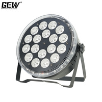 Projecteur LED plat 18x12W RGBW 4-en-1 DMX à contrôle sonore avec anneau lumineux pour scène, fête, discothèque, DJ, club