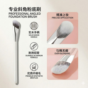 Brocha de Maquillaje en Forma de Diamante, Ultra Suave, con Cerdas Sintéticas y Mango de Madera, Brocha Profesional para Base Líquida - Product Image 5