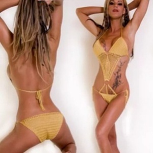 Ensemble de bikini bohème personnalisé pour femmes grandes tailles, maillot de bain au crochet fait main avec décoration en strass, tenue de plage sexy - Product Image 3