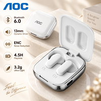 Écouteurs intra-auriculaires sans fil AOC TWS 6.0 avec réduction de bruit ENC, transducteur dynamique de 13 mm et micro – Fournisseur OEM/ODM pour commandes en gros