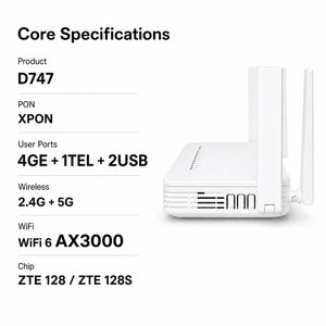 Hosecom D747 xpon กิกะบิต WiFi 6แบนด์คู่ AX3000เราเตอร์ ONU พร้อม4GE + 1TEL + 1USB พอร์ตตัวเชื่อมต่อ SC สีขาว FTTH - Product Image 4