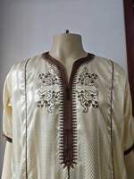 Nouvelle conception de thobe marocain traditionnel, broderie musulmane, abaya, mode arabe saoudienne, vêtements islamiques pour hommes, Qamis Homme Jubba