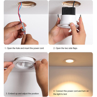 Spot Led de plafond rond en aluminium Anti-éblouissement Commercial 3w 5w 7w 12w 15w 20w 25w 30w