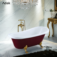 Baignoire autoportante en acrylique traditionnelle pour trempage et massage, avec drain, portable, écologique, garantie 5 ans, facile à nettoyer, profonde